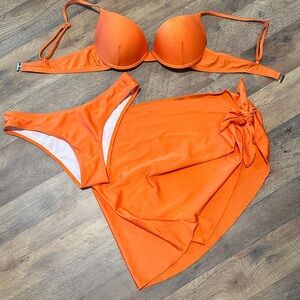 Orange Bikini Set with Sarong